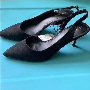 Black Faux Suede Slingback